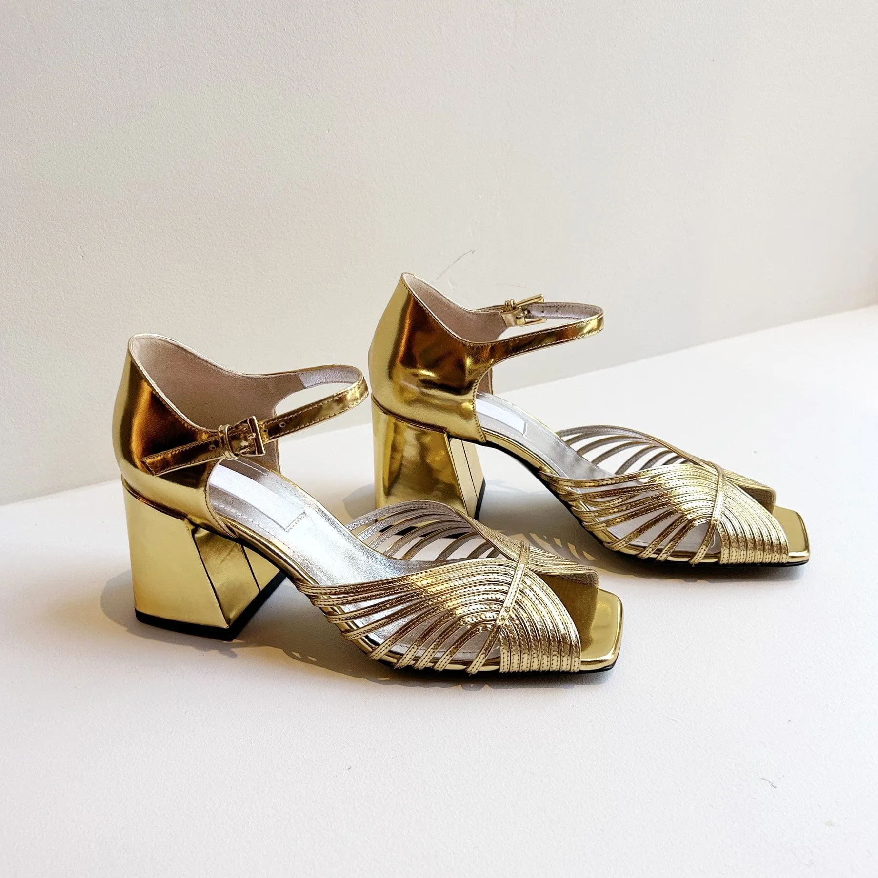 High 70's Sandal in Gold Mirror
