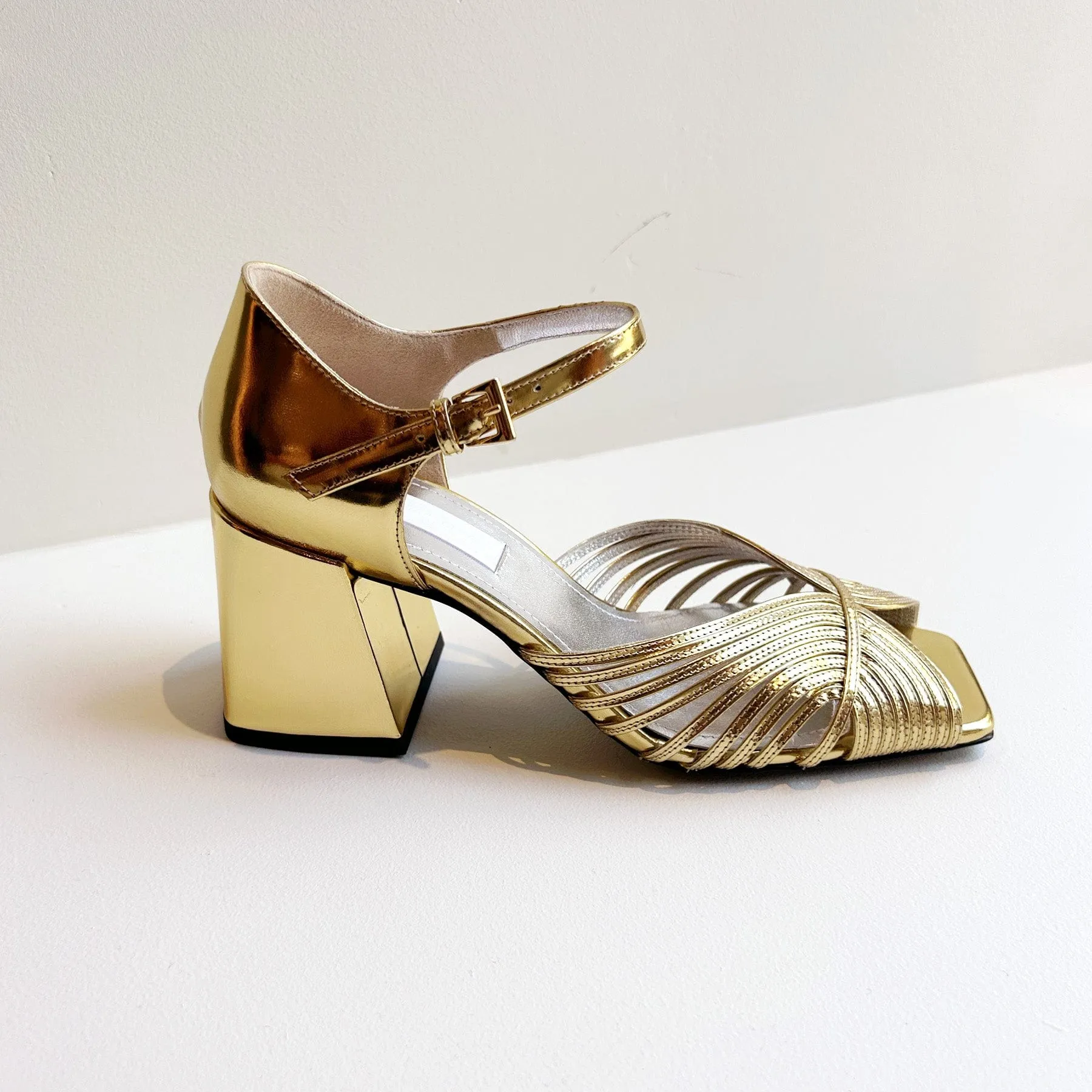 High 70's Sandal in Gold Mirror