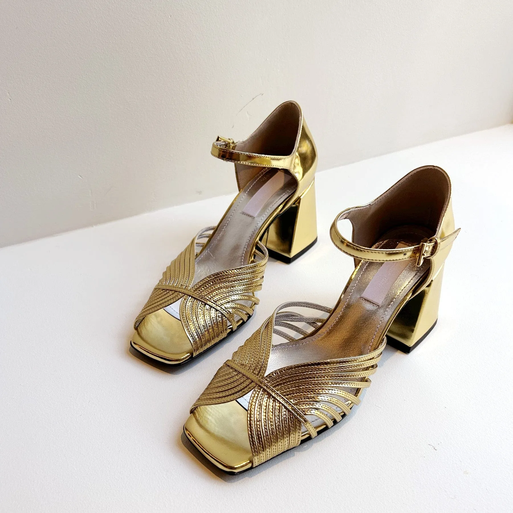 High 70's Sandal in Gold Mirror