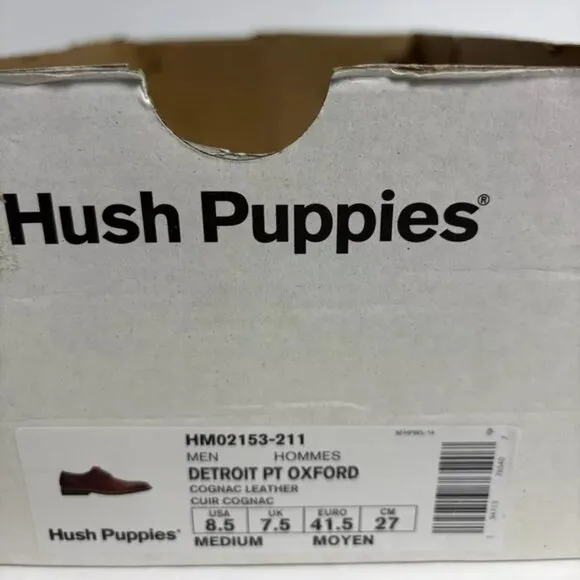 Hush Puppies Men’s Detroit Plain Toe Oxford Cognac, Size 8.5 M