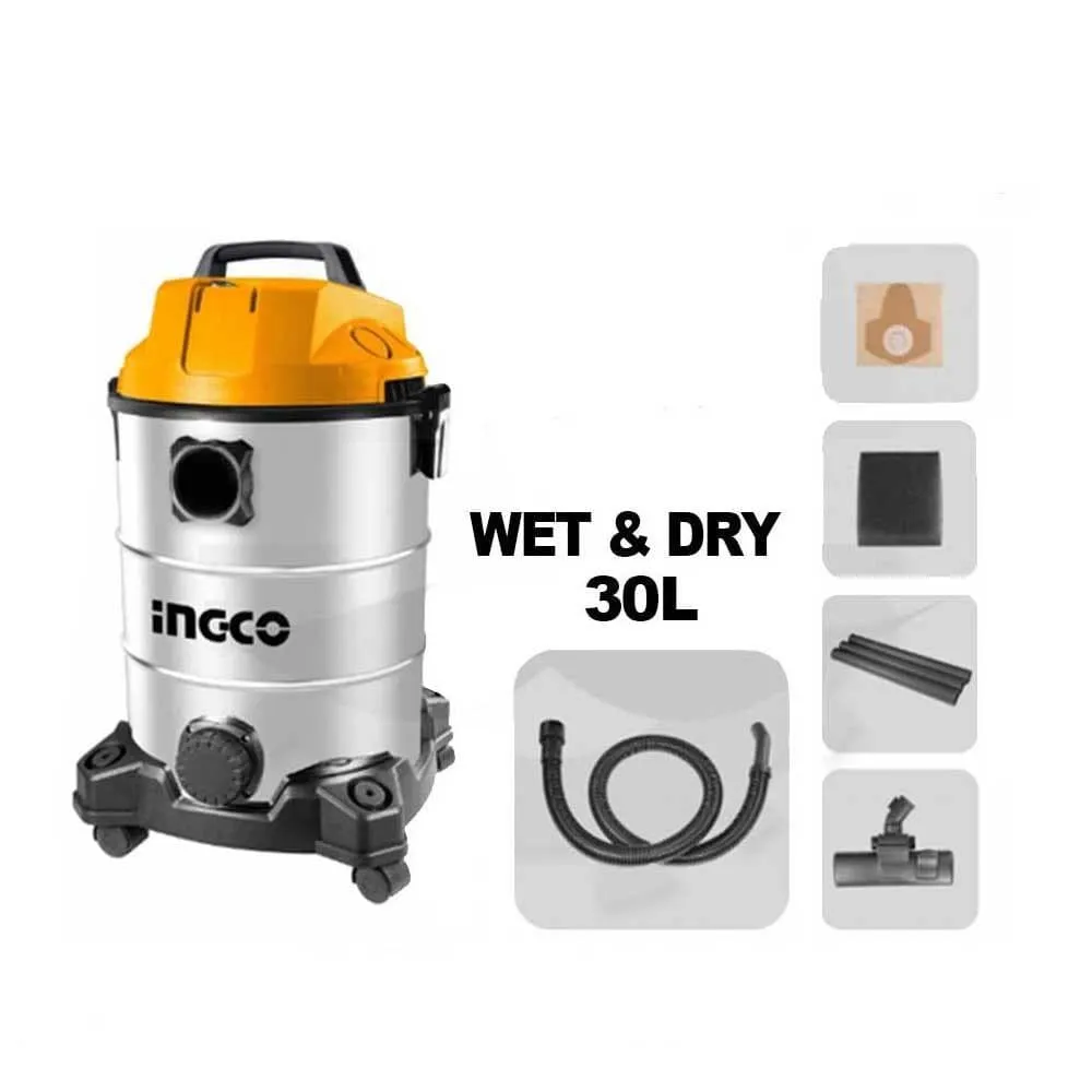 Ingco Wet & Dry Vacuum Cleaner 30 Liters 1300W - VC13301