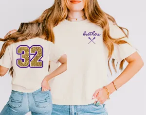Ivory Boxy Crop - Brothers LAX Tee- Custom Number / Front and Back Design