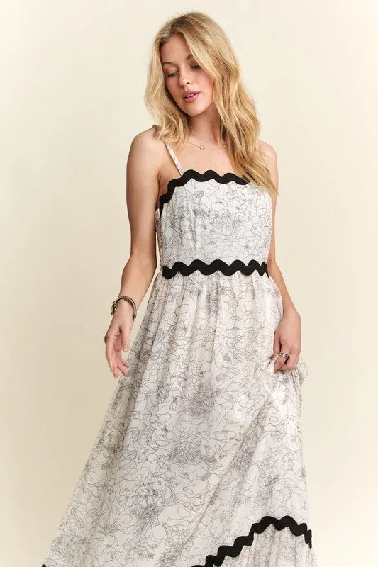 Ivory Floral Adjustable Strap Maxi Cami Dress