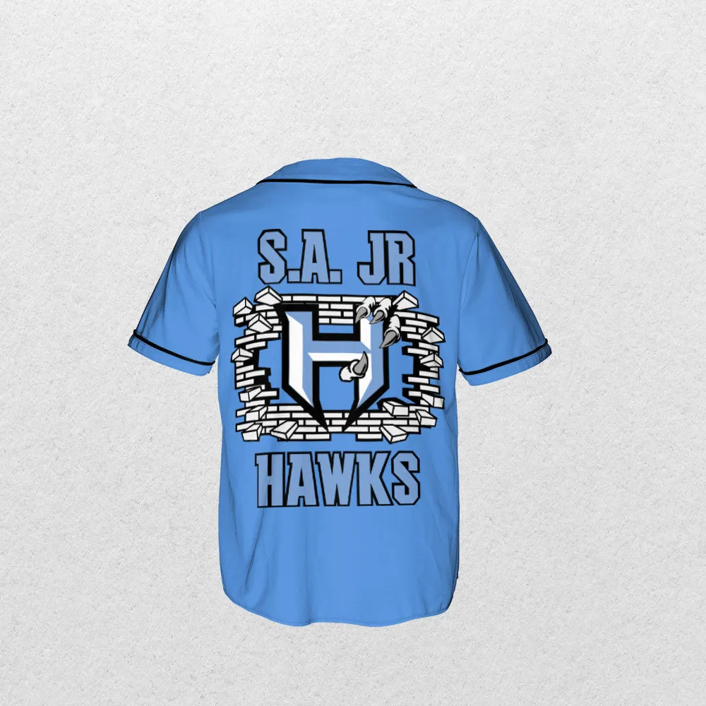 Jersey ~ Jr Hawks Classic Logo and Brick Wall Baseball