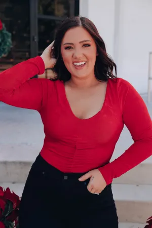 Kathrine Long Sleeve Bodysuit - Red