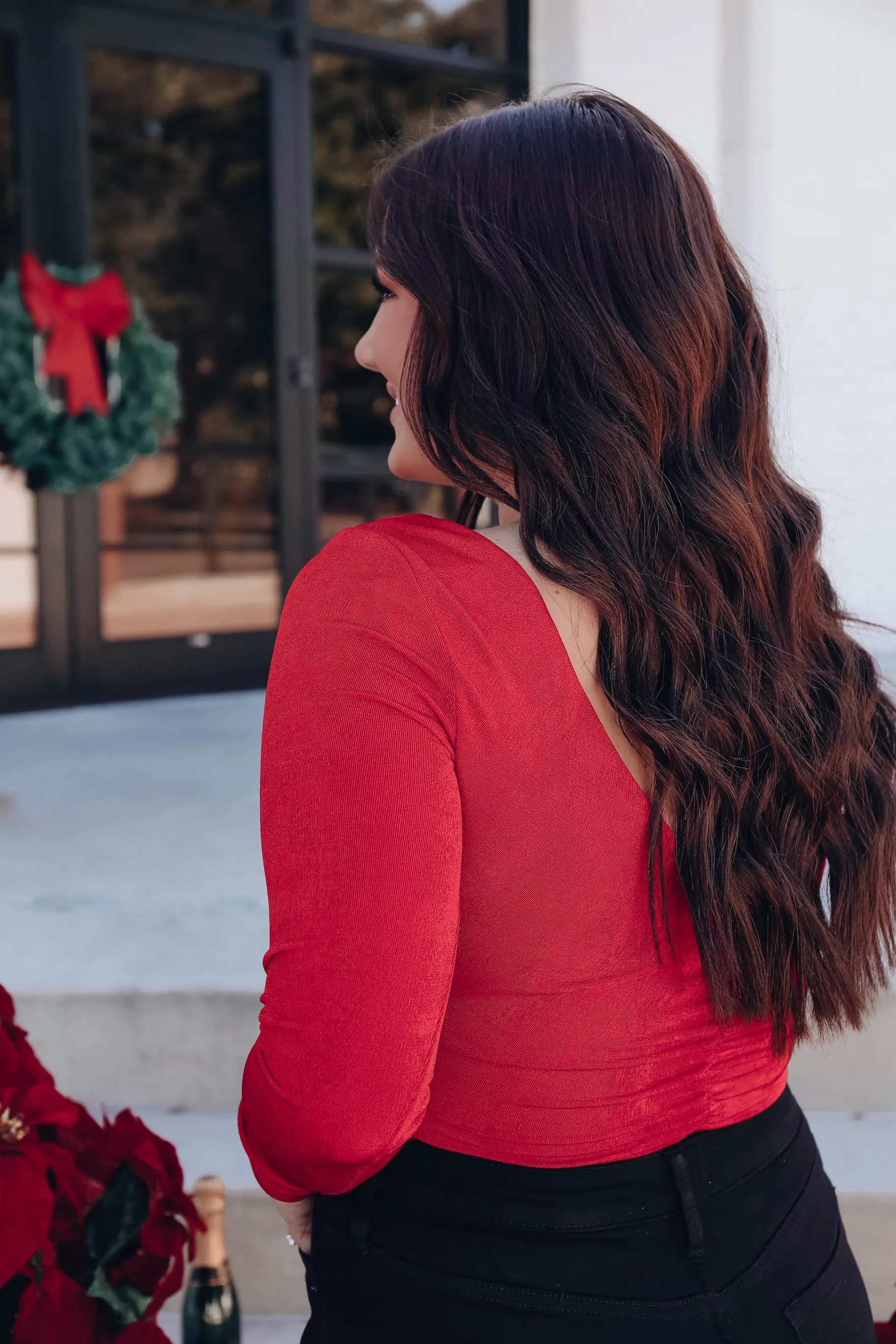 Kathrine Long Sleeve Bodysuit - Red