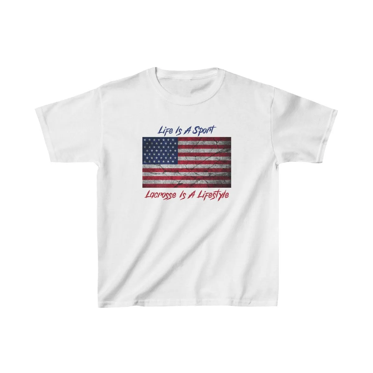 Kids Vintage American Flag Lacrosse Tee