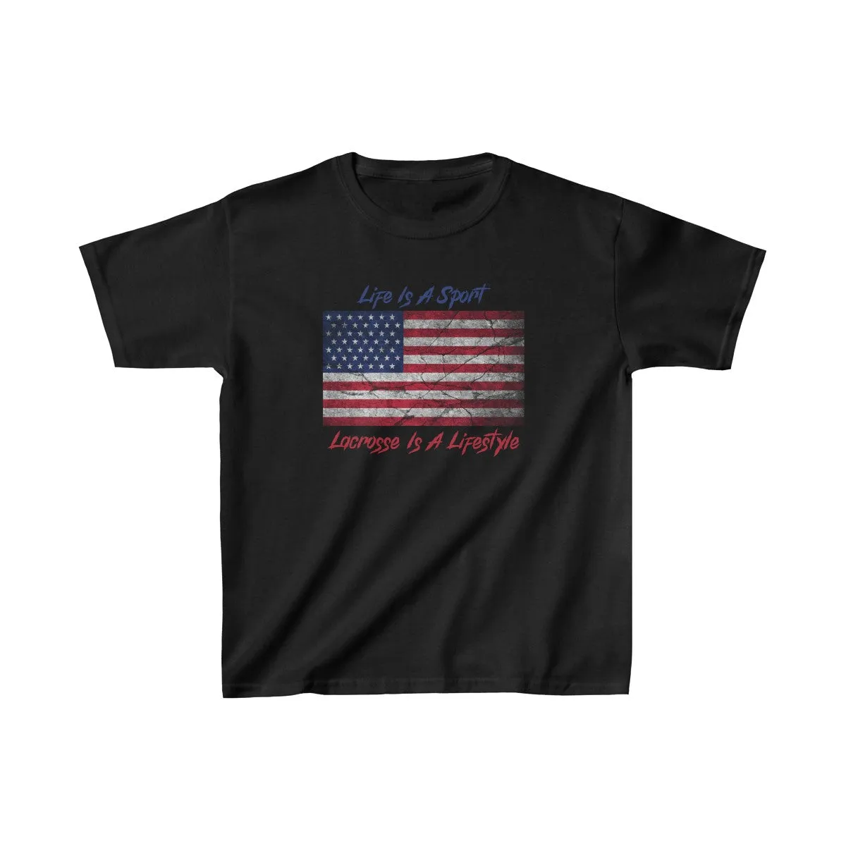 Kids Vintage American Flag Lacrosse Tee