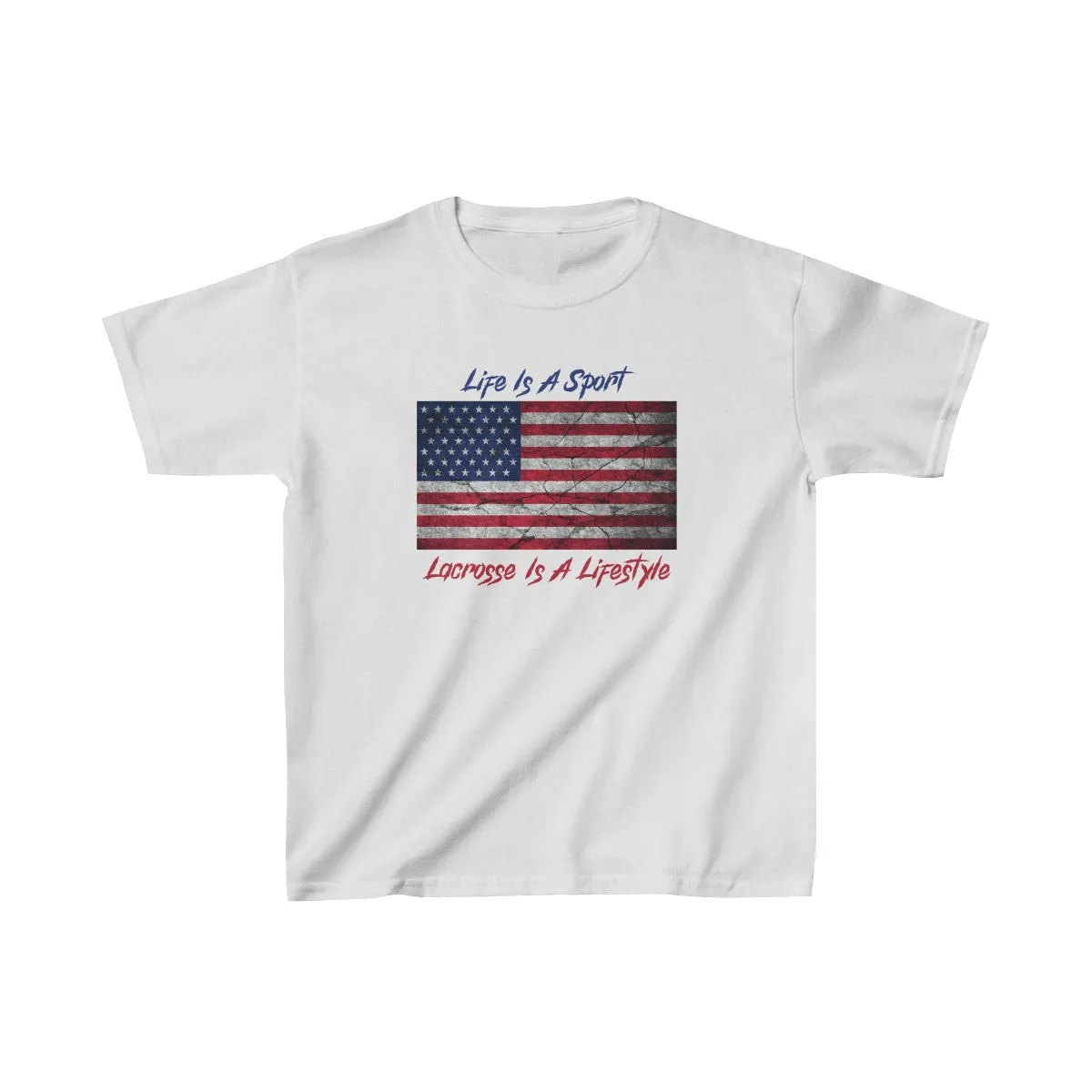 Kids Vintage American Flag Lacrosse Tee