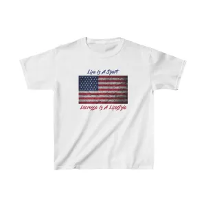 Kids Vintage American Flag Lacrosse Tee