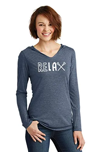 Ladies Hoodie Shirt Relax Lacrosse T Shirt Navy Frost S