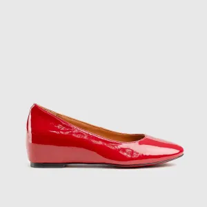 Leather Dress Wedge Red Lar013