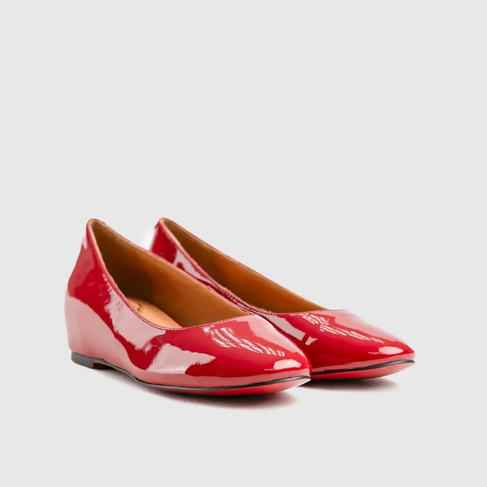 Leather Dress Wedge Red Lar013