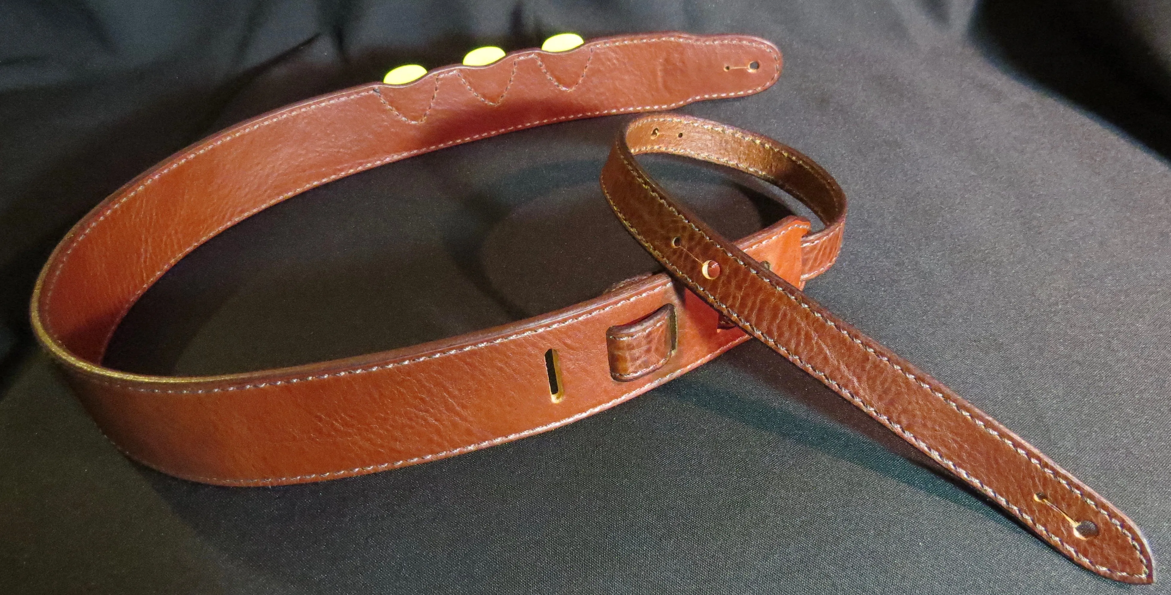 Leather Guitar Strap with Pick Holders, 2" wide