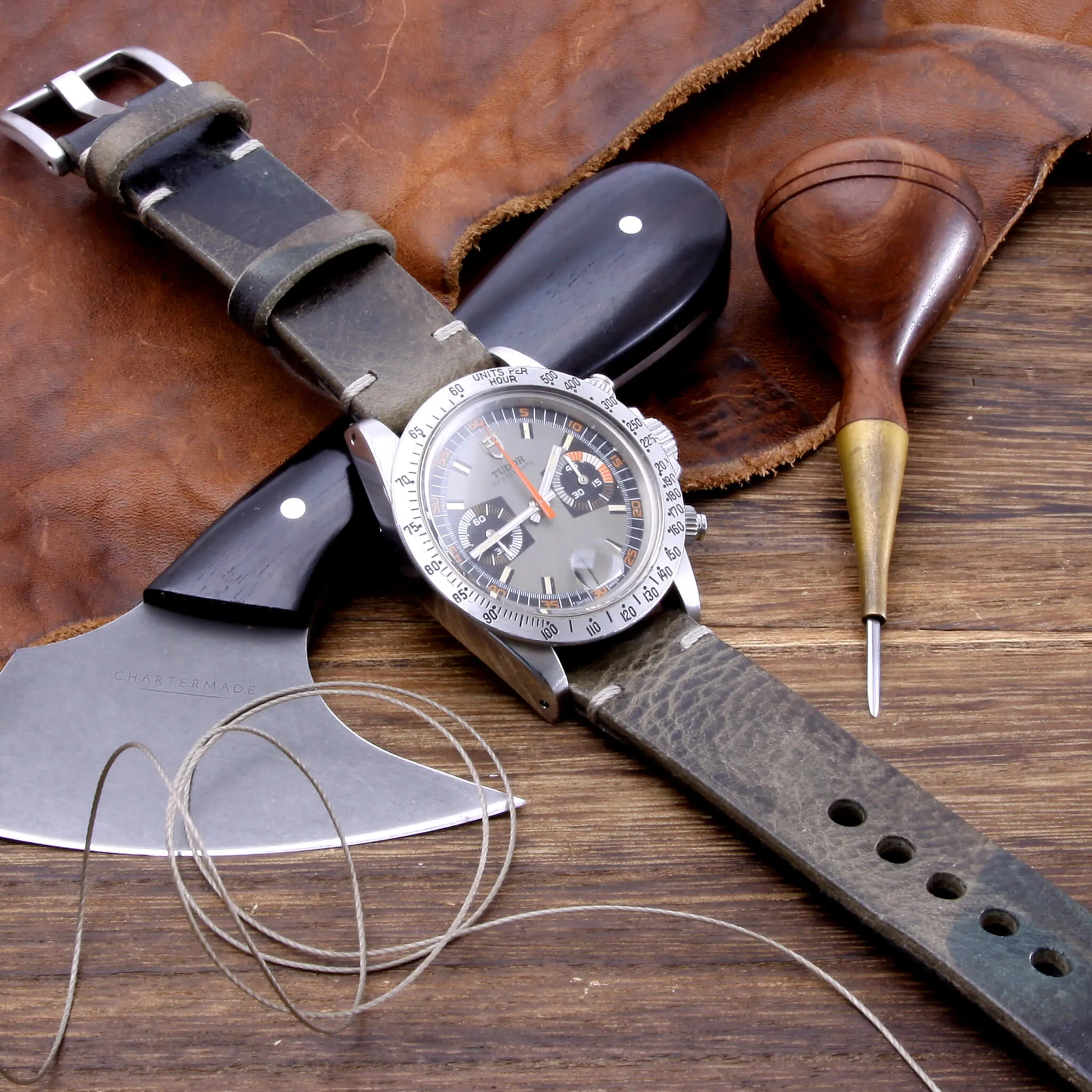 Leather Watch Strap, Military 107 | For Apple Watch