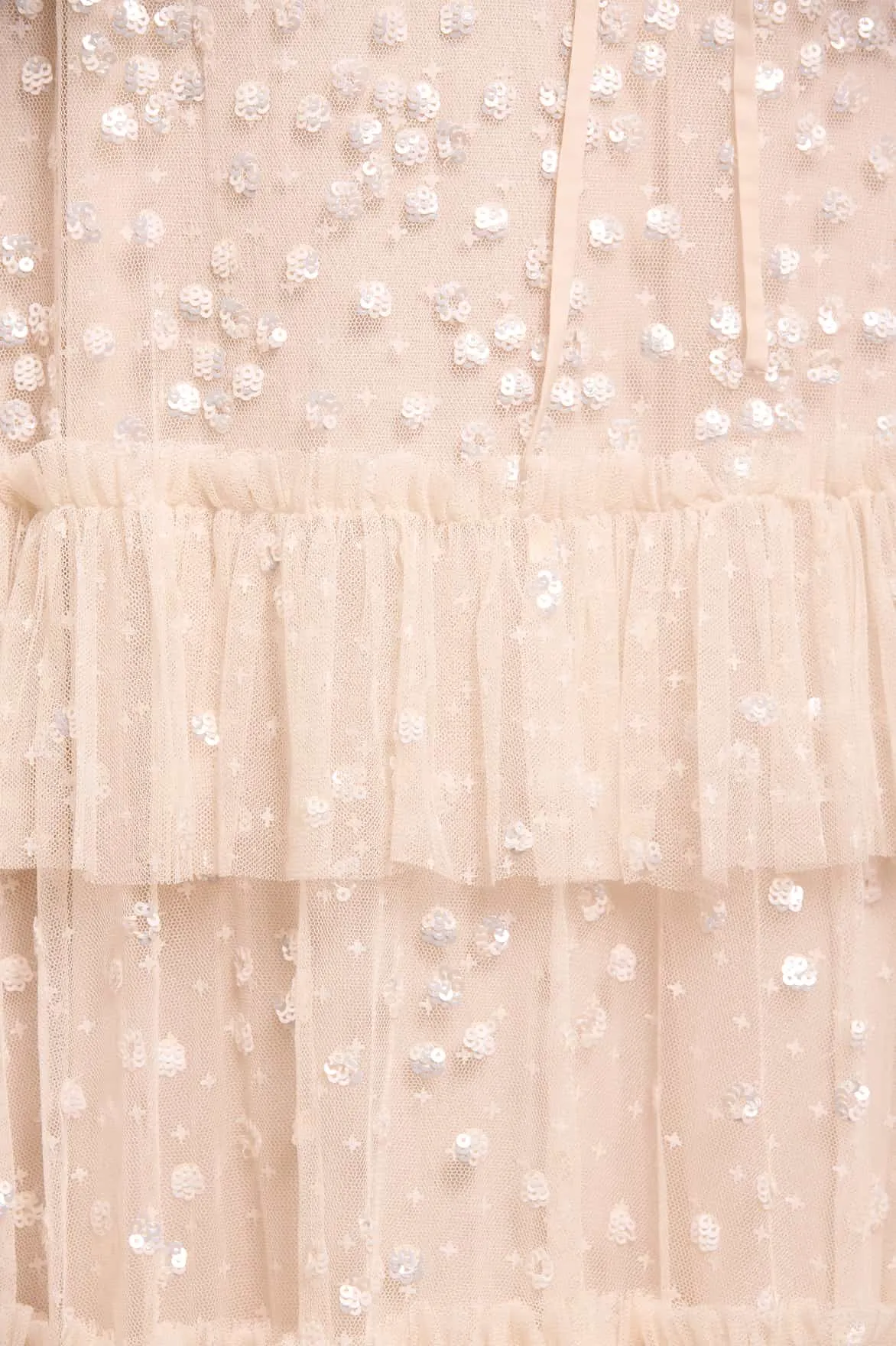 Leila Dot Tiered Cape Ankle Gown