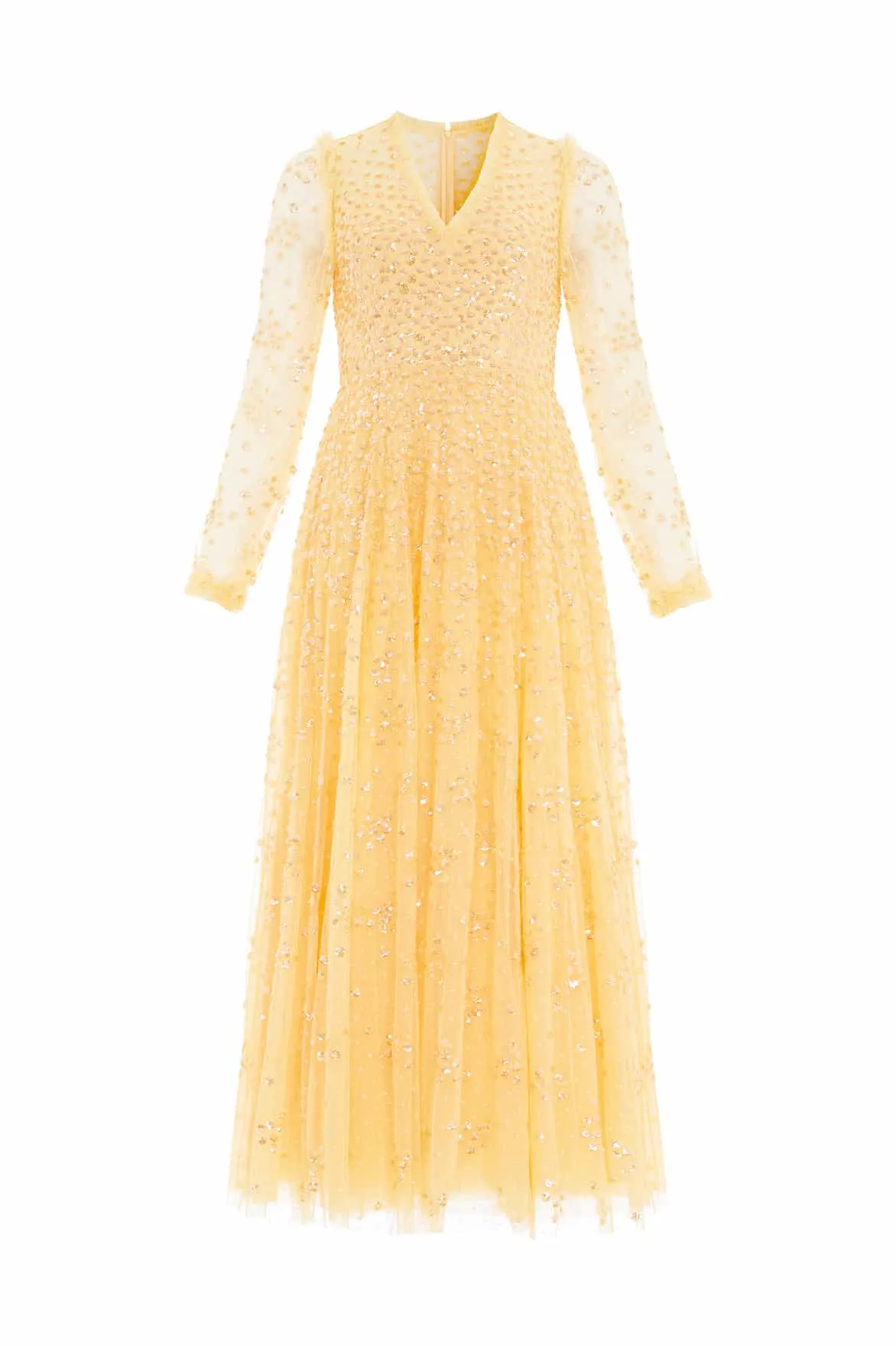 Leila Dot V-Neck Ankle Gown