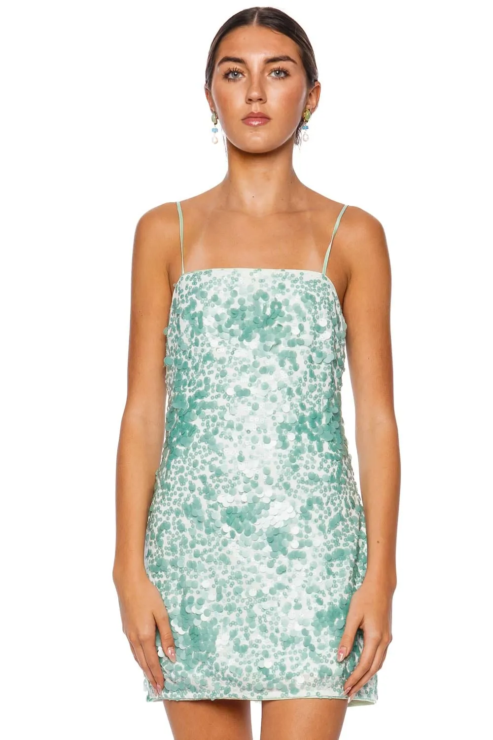 Lollie Seafoam Embellished Mini Dress