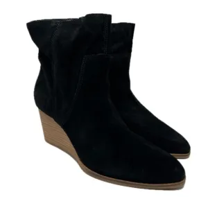Lucky Brand Wafael Almond Toe Wedge Suede Leather Booties 10