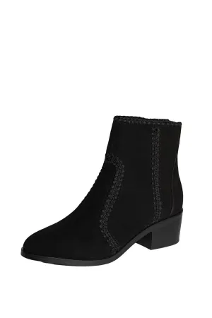 LUCY SUEDE CROCHET-DETAIL BOOTIE