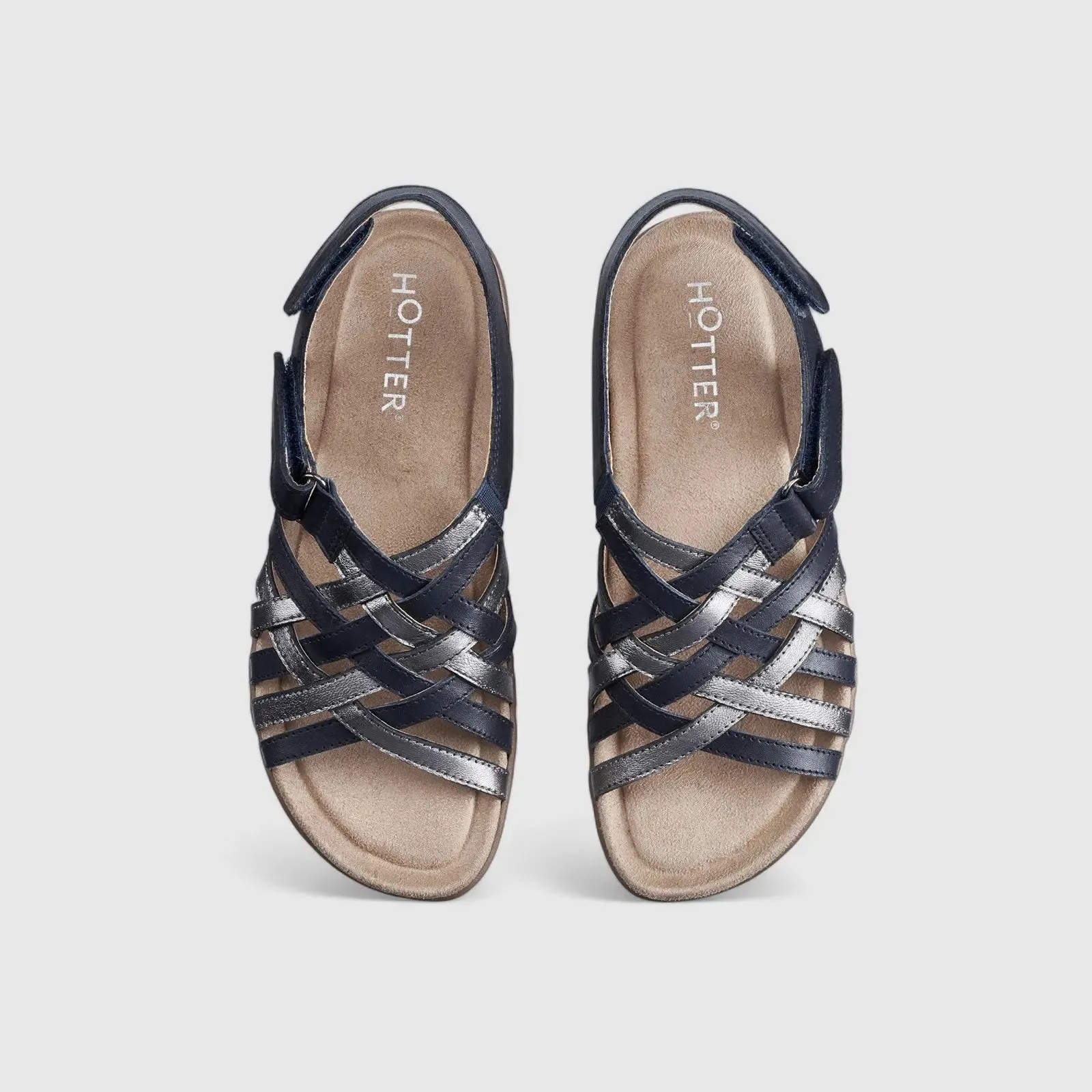 Maple Comfort Leather Sandal Navy/Pewter