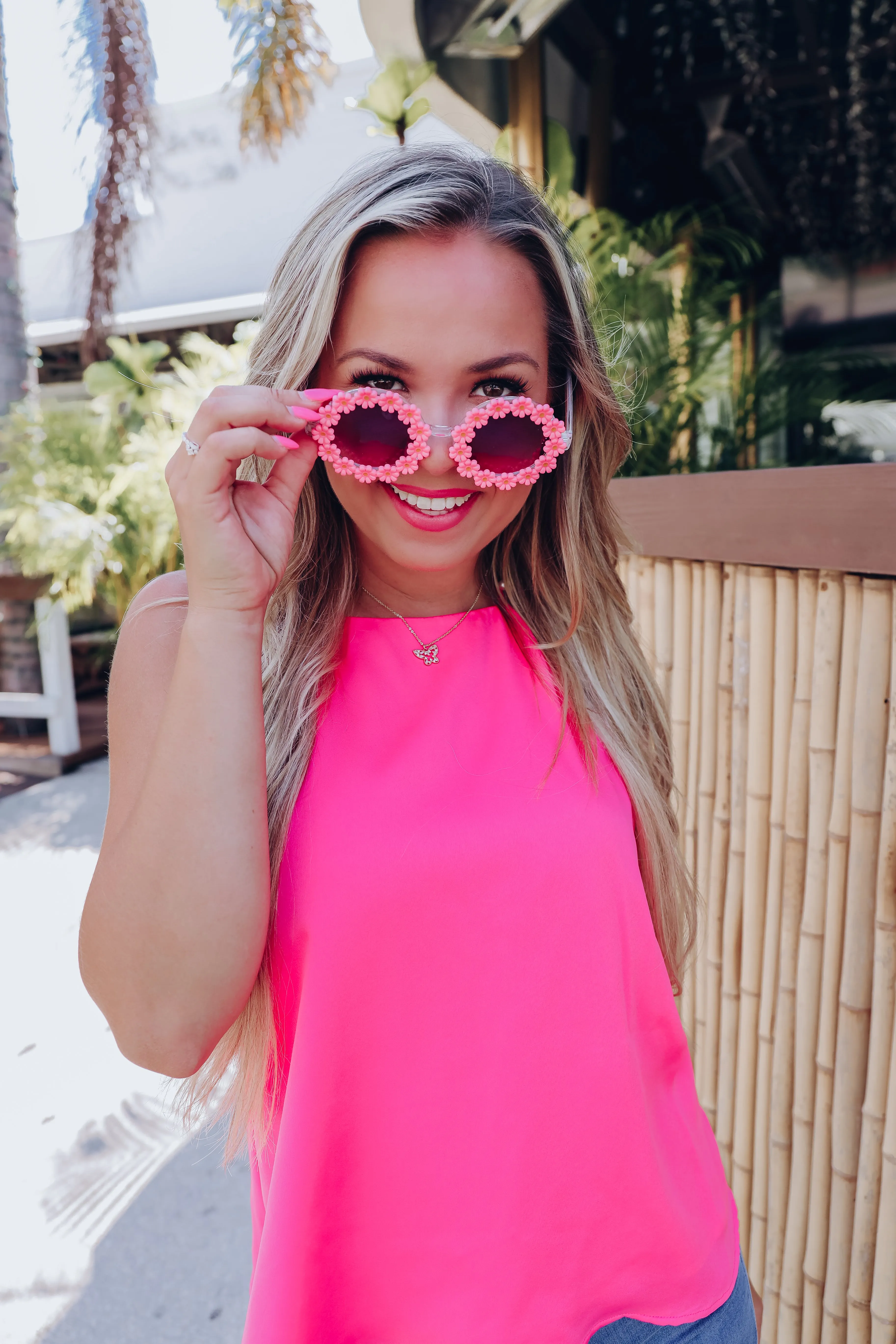 Marci High Neck Sleeveless Top - Pink