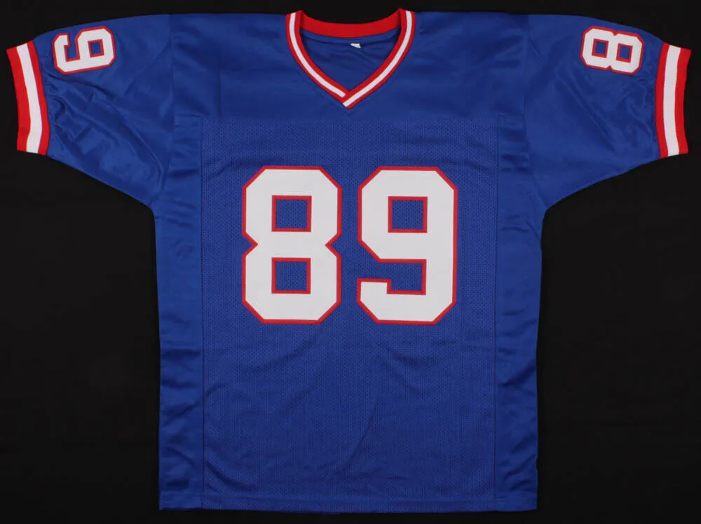 Mark Bavaro Signed New York Giants Blue Jersey (Schwartz COA) 2xSuper Bowl Champ