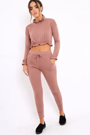 Mauve Frill Hem Tracksuit - Adah