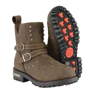 MBL9306 Women's Brown Double Strap Waterproof Leather Boots