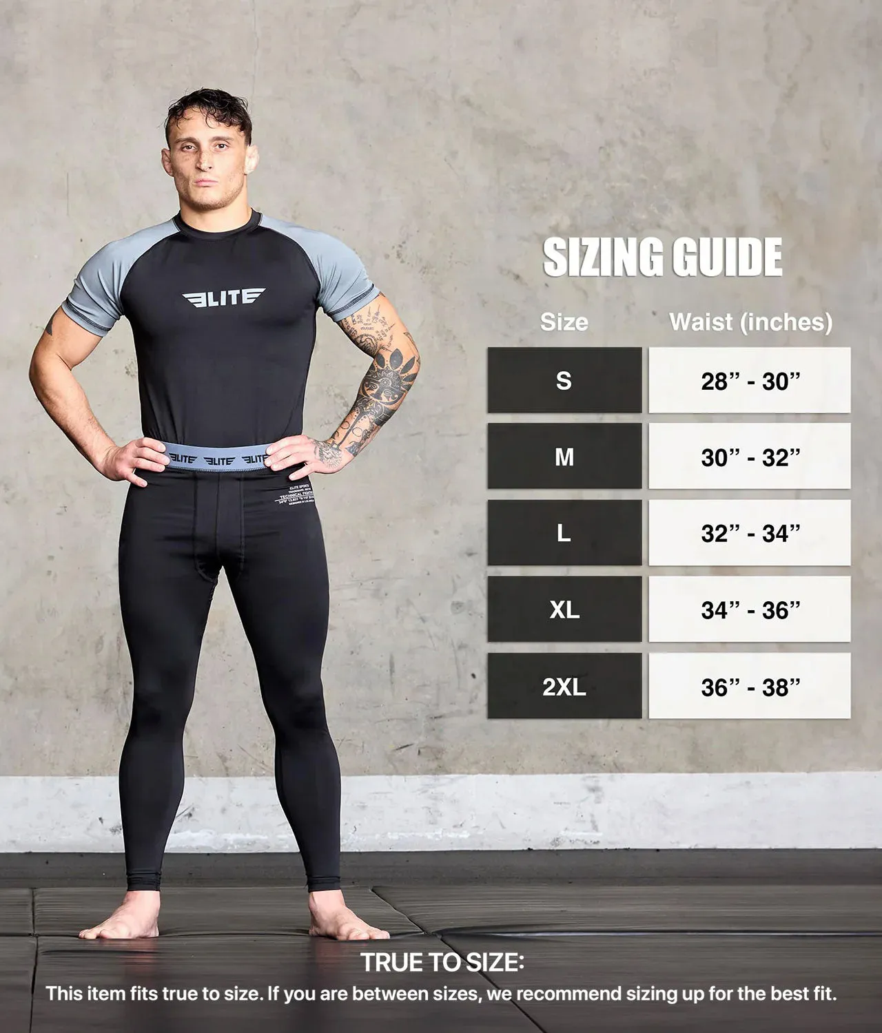 Men's Plain Black Compression No-Gi BJJ Spats