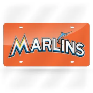Miami Marlins License Plate Laser Cut Light Orange - Special Order