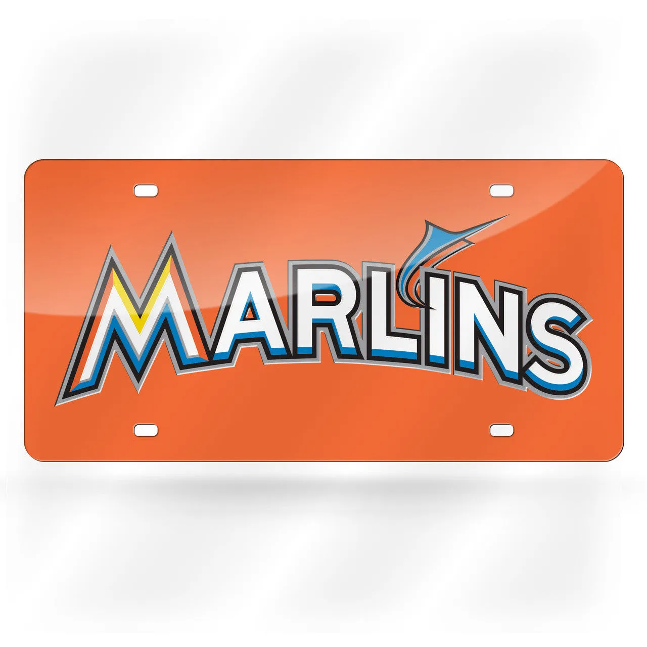 Miami Marlins License Plate Laser Cut Light Orange - Special Order