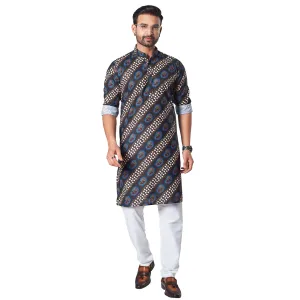 Midnight Dark Ocean Plain Kurta