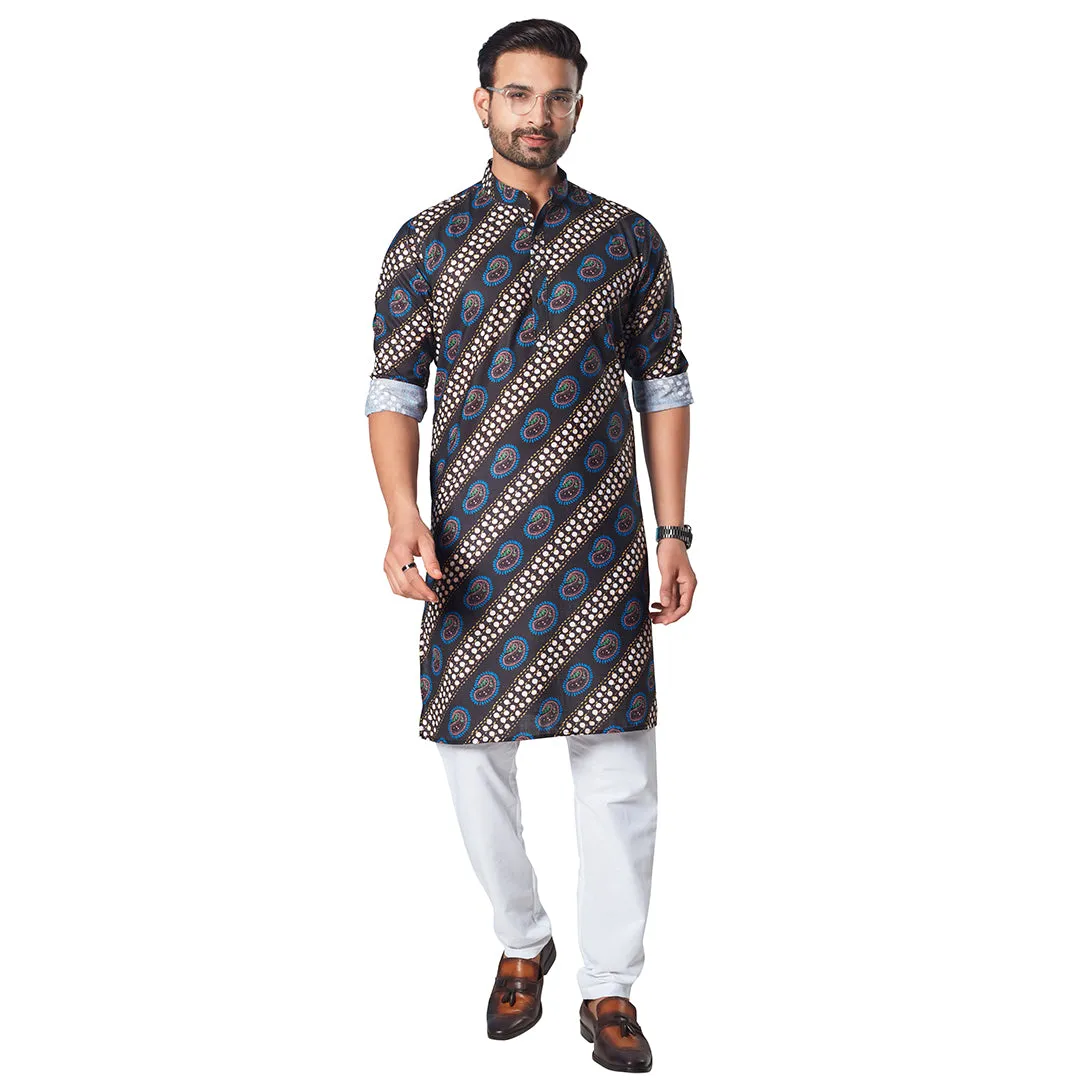 Midnight Dark Ocean Plain Kurta