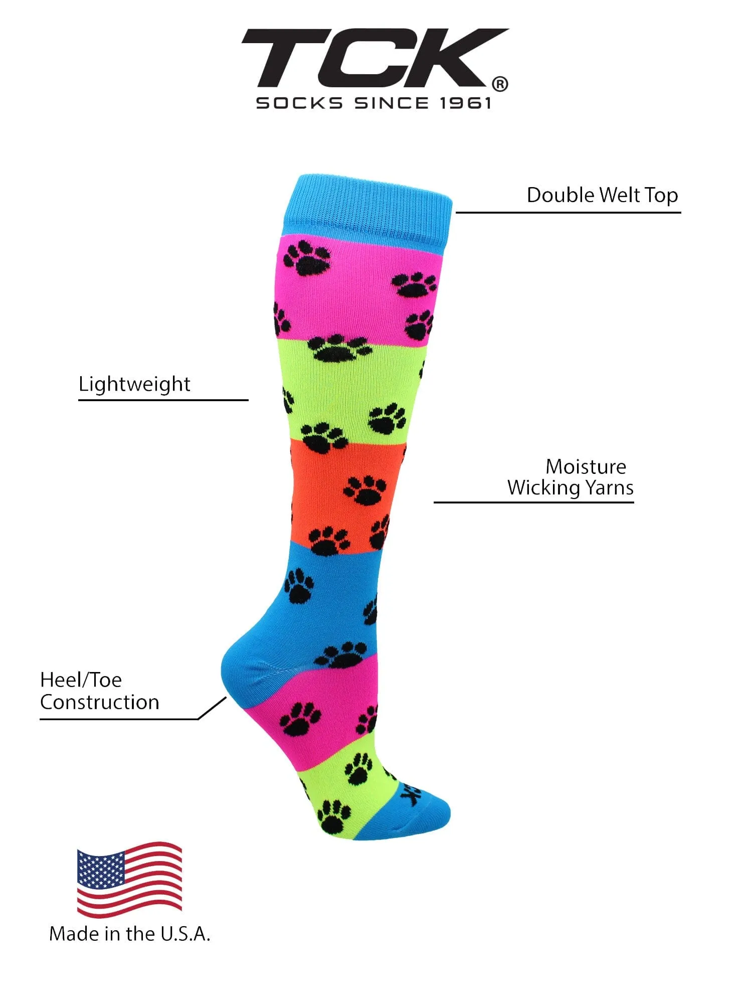 Neon Rainbow Fun Print Socks
