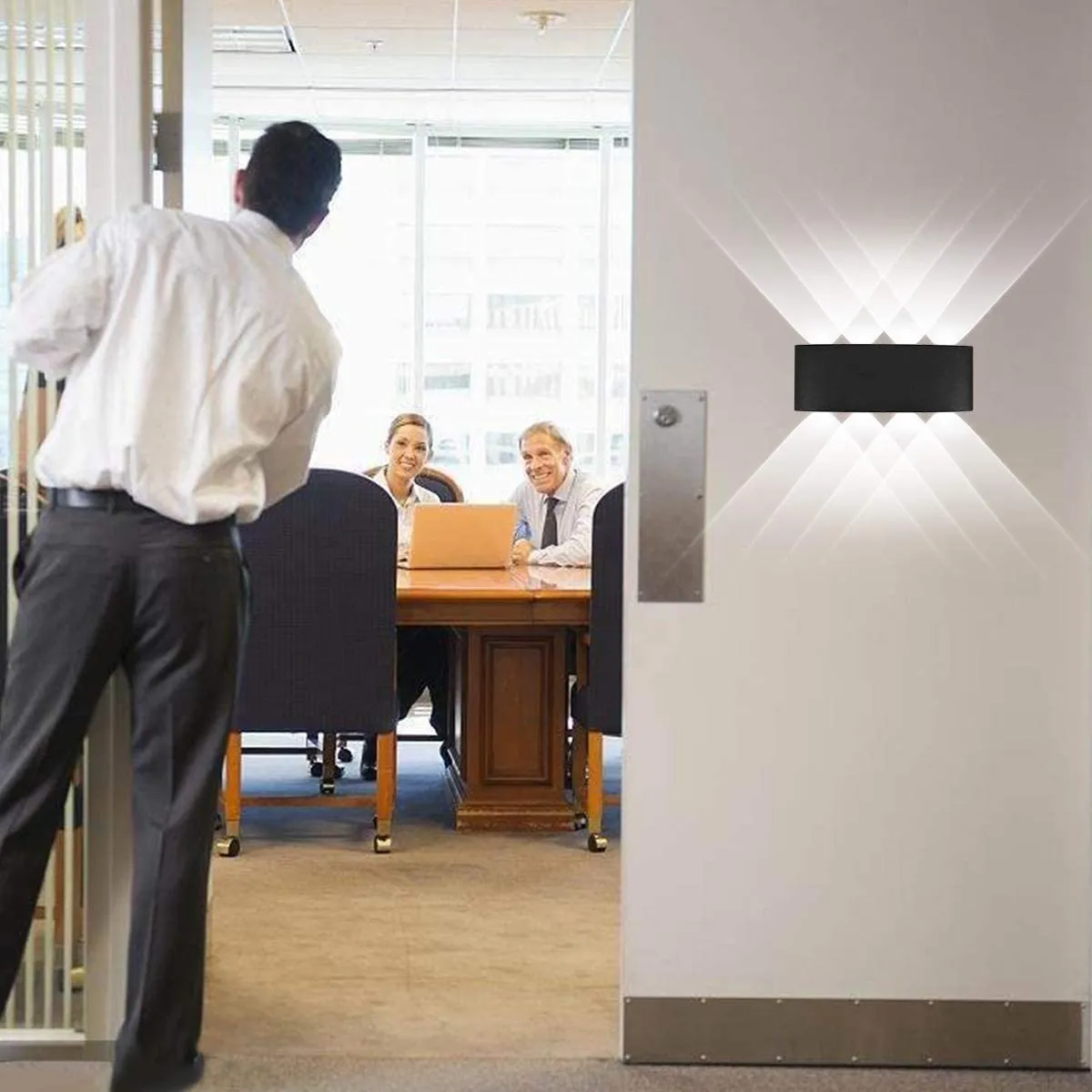 New KAWELL Modern Up/Down Matte Black Indoor/Outdoor Waterproof Wall Lamp, 8 LEDs, great for Hallway, Porch, Wall Sconce, Path Light, White Light!