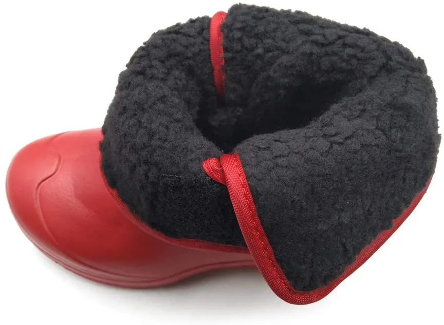 New Kids Amoji Waterproof Winter Boots! Easy-slip on design! Sz 1-1.5 Red/Navy! Retails $45 
