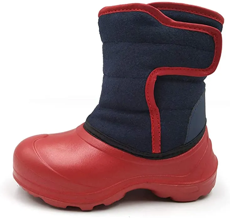 New Kids Amoji Waterproof Winter Boots! Easy-slip on design! Sz 1-1.5 Red/Navy! Retails $45 