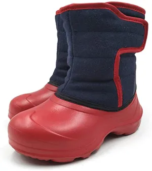 New Kids Amoji Waterproof Winter Boots! Easy-slip on design! Sz 1-1.5 Red/Navy! Retails $45 