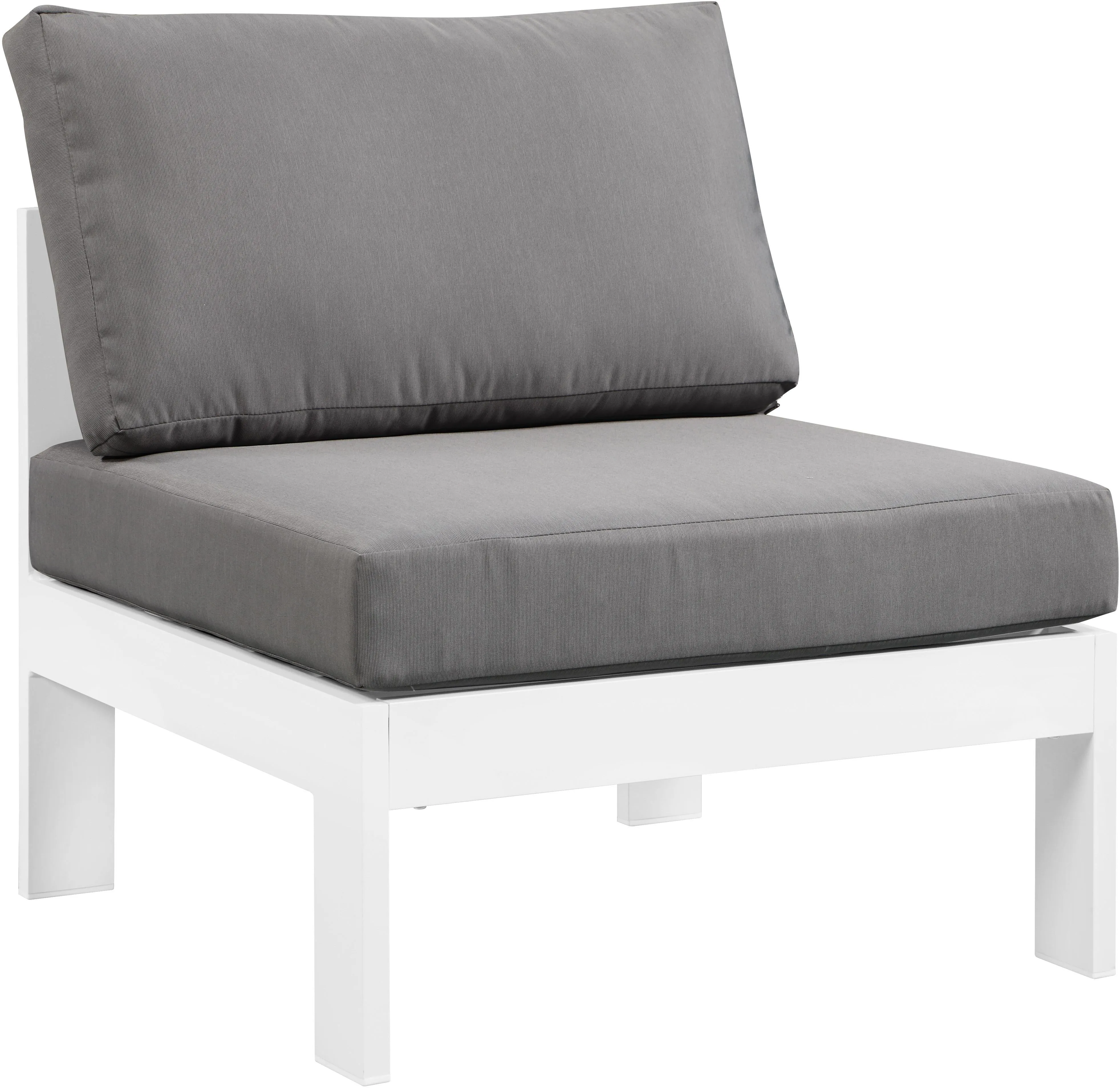 Nizuc Grey Waterproof Fabric Outdoor Patio Aluminum Armless Chair