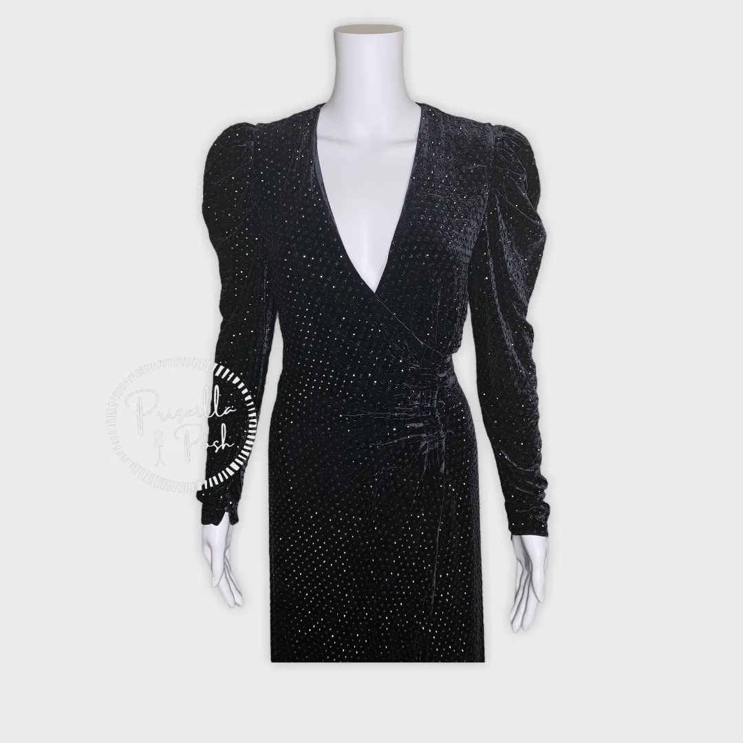 NWT RETROFETE Agnes Crystal-Embellished Wrap Dress