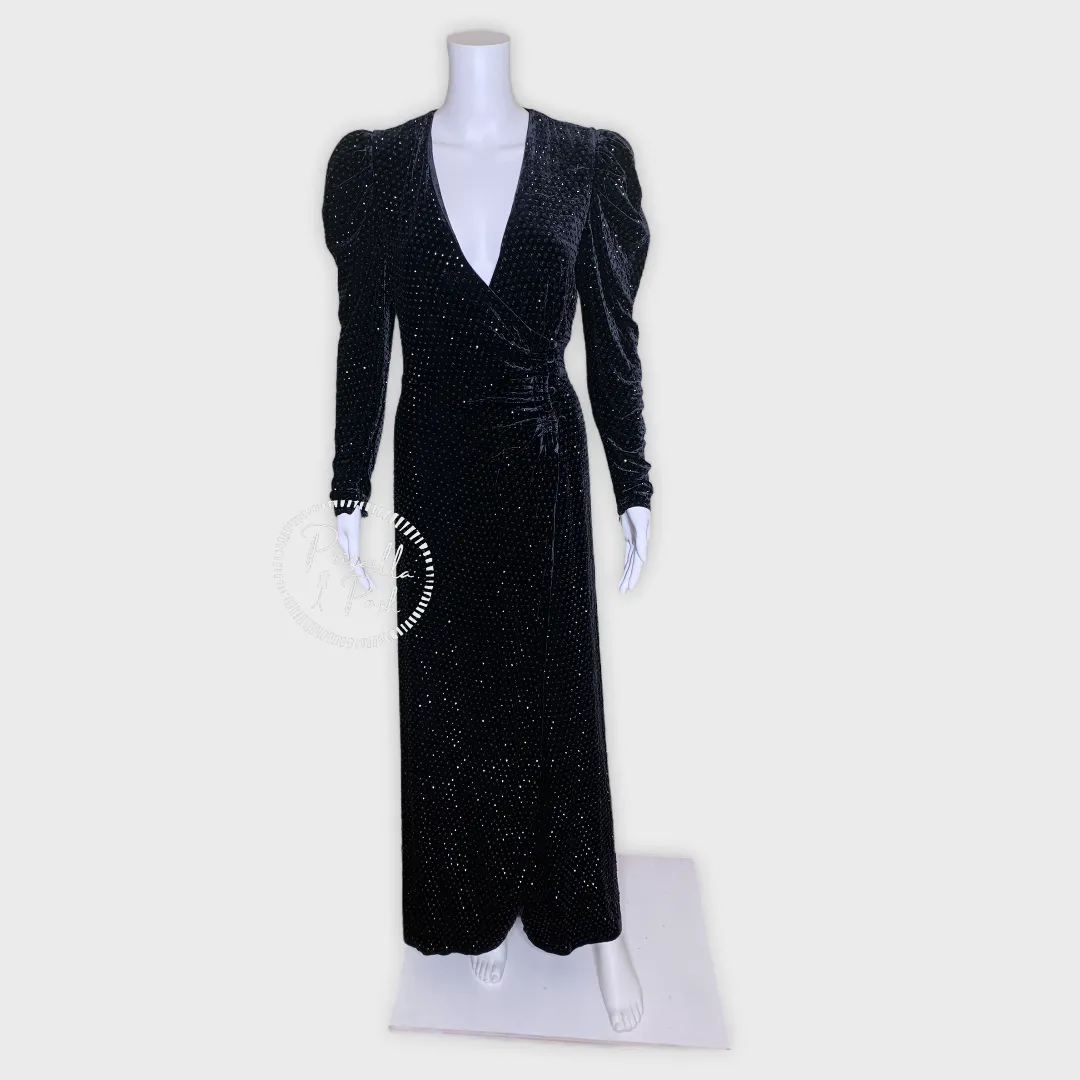 NWT RETROFETE Agnes Crystal-Embellished Wrap Dress