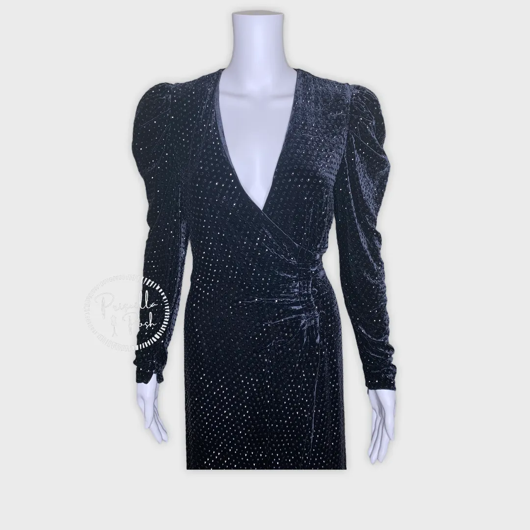 NWT RETROFETE Agnes Crystal-Embellished Wrap Dress