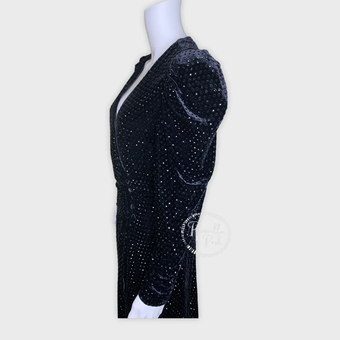 NWT RETROFETE Agnes Crystal-Embellished Wrap Dress