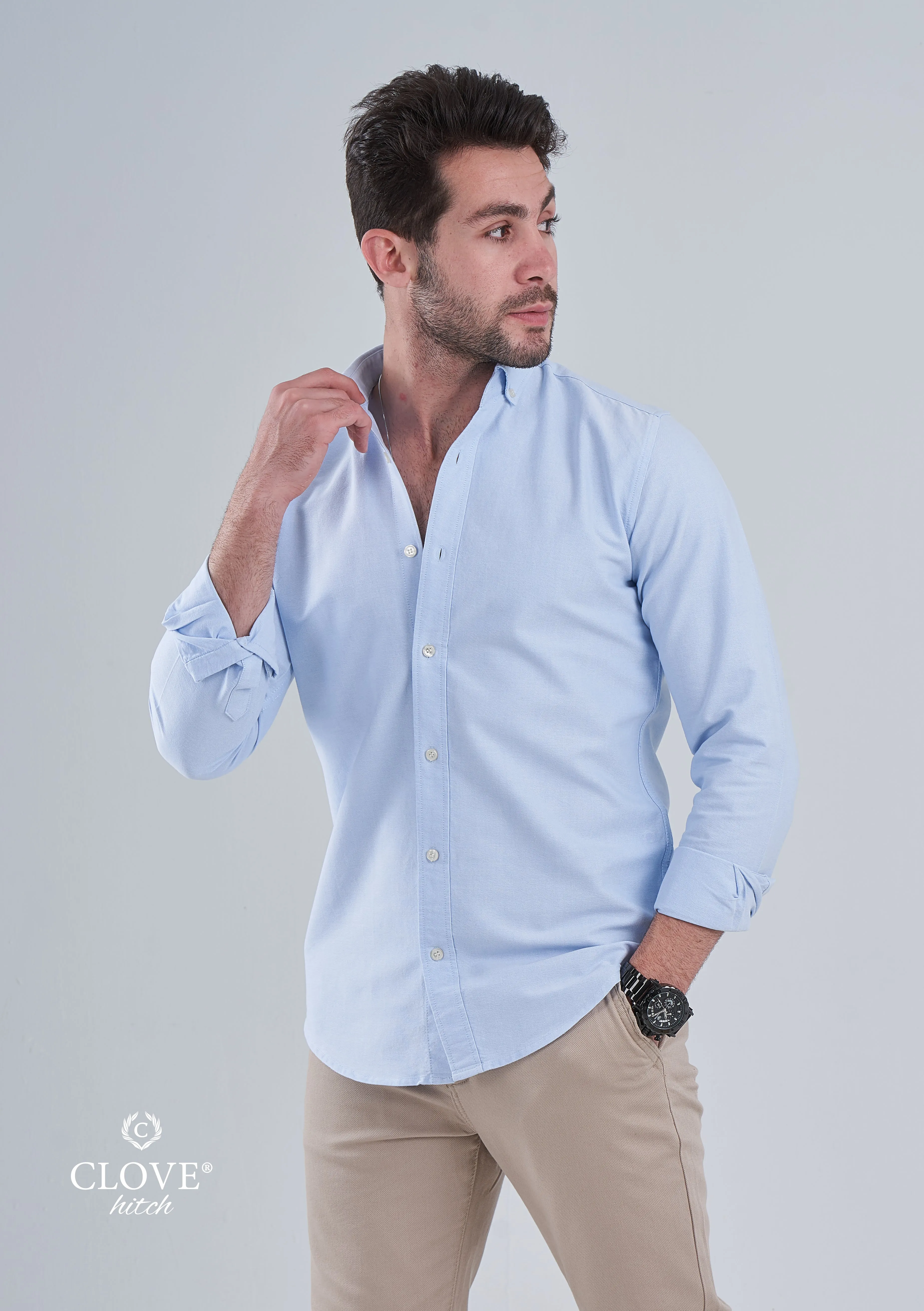 Oxford Cotton Shirt (No Pocket) - Baby Blue