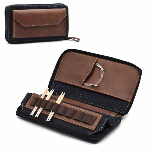 Oxford Denim and Vegan Leather 3.5" Interchangeable  Case