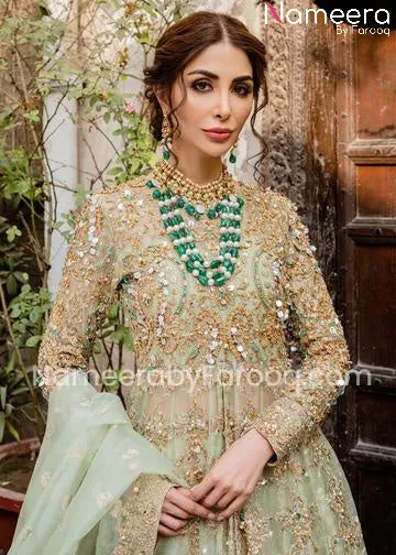 Pakistani Embroidered Lehenga Frock Dress Online #BN69