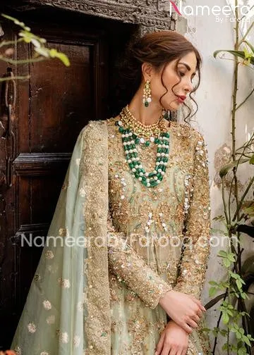 Pakistani Embroidered Lehenga Frock Dress Online #BN69