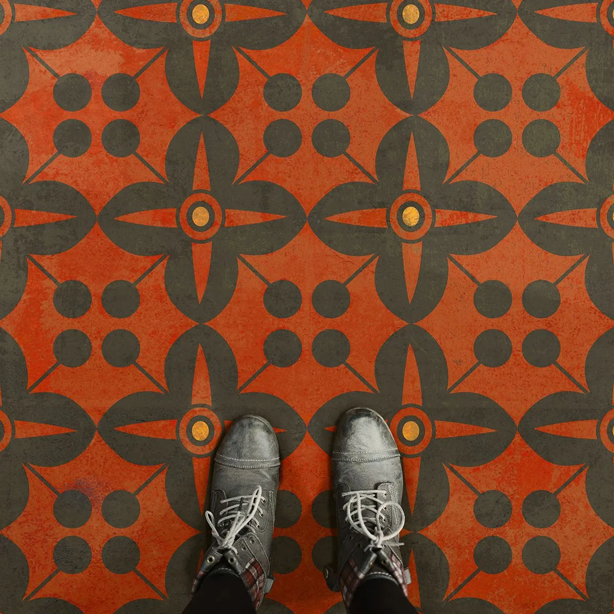 Pattern 03 "Red Rum" Vinyl Floorcloth - Spicher & Co.
