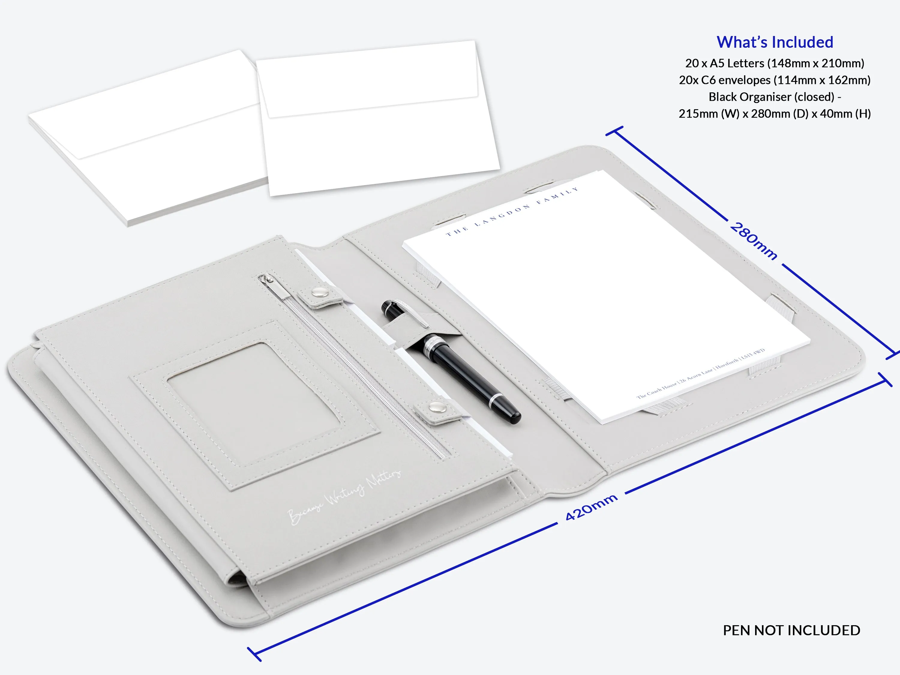 Personalised Letter Writing Stationery Set with Organiser - 'Oxford''
